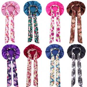Nouveau Style Extensible Cravate Bonnet pour Femmes Grande Taille Cheveux Bouclés Satin Bonnets Usage Domestique Sommeil Caps - Product Image 2