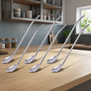 Metal <b>Drinking</b> <b>Straws</b> 4 Pack Reusable Minimalist Bar Accessories Stainless Steel Flexible Design - Product Image 6