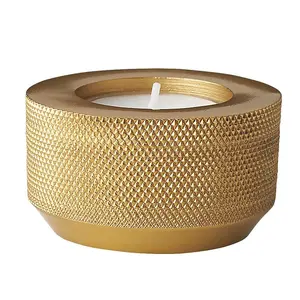 MAXERY High Quality Sollid Brass Knurled Candle Holder Brass Candlestick For Home Decorations Brass Candle Jar