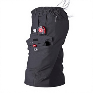 Men's <b>Black</b> <b>Work</b> <b>Pants</b> With Multiple Pockets Quick Dry Polyester Cargo Trousers Elastic Waist Uniform - Product Image 1