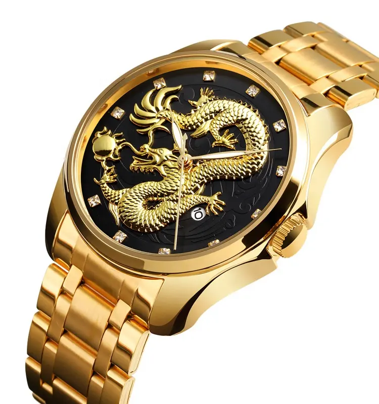 skmei new model 9193 dragon gold watches for men watches luxury brand mens watch quartz japan movt quartz clock