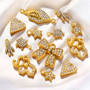 复古不锈钢锆石星星项链吊坠简约大象海龟海星爱心蝴蝶结吊坠给我女儿 - Product Image 1