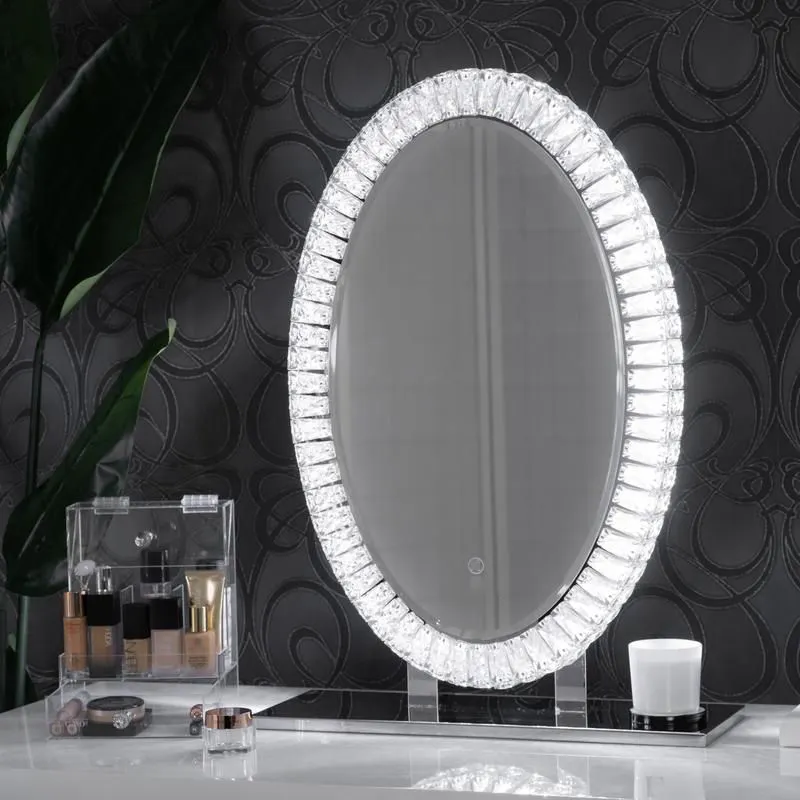 High Quality Crystal Makeup Mirror Led Touch Light Mirror Bathroom Make Up Mirror With Led Light
