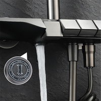 Ensemble de robinet de douche Piano Key Gun Gris Système de douche à affichage numérique Robinet de baignoire en laiton 3 modes Douche à main et pulvérisateur de bidet
