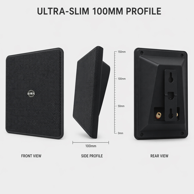 Ultra Slim 100mm Wall Mount Speaker Dual Mode 110V/8Ω 5.25"x2 60W for Commercial Fixed Installation Hotel Office Conference Room
