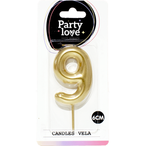 Vela de Cumpleaños con Número 9 Dorado de 6 cm, Vela Decorativa para Fiestas - Product Image 3