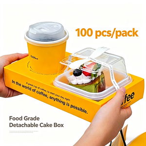 Caja Combinada Personalizada <span class=keywords><strong>para</strong></span> Café y Postres, Bandeja <span class=keywords><strong>para</strong></span> Llevar con Portavasos <span class=keywords><strong>para</strong></span> Cafetería y Panadería, OEM ODM - Product Image 3