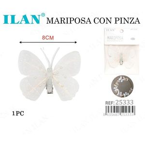 Ilan Mariposa Con Pinza 8Cm Fermaglio per Capelli Bianco - Product Image 3