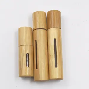 custom empty package cosmetic essential oil rollon perfume fragrance oil 5ml 10ml roll on wooden bottle roller bamboo bottle