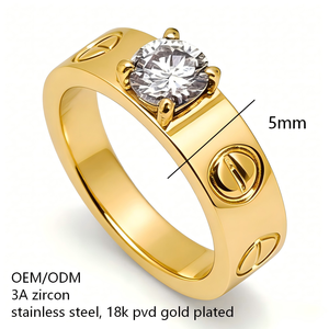 Juego <span class=keywords><strong>de</strong></span> Anillos <span class=keywords><strong>de</strong></span> Boda para Pareja, Chapado en <span class=keywords><strong>Oro</strong></span> <span class=keywords><strong>de</strong></span> 18K, Acero Inoxidable Hipoalergénico, Diseño <span class=keywords><strong>de</strong></span> Amor Eterno, Regalo Clásico <span class=keywords><strong>de</strong></span> Compromiso para Enamorados - Product Image 2