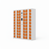 Kiosque de chargement de téléphone portable à verrouillage électronique 20/30/40/50 compartiments avec design durable et résistant à la rouille