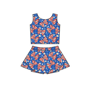 GSSO3596 Conjunto Infantil Personalizado de Manga Corta con Estampado del 4 de Julio para Niñas Activas, Venta al Por Mayor - Product Image 2