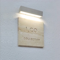 Panneau moderne personnalisé en travertin Logo créatif Plaque en travertin en marbre naturel pour décoration de magasin pour villas