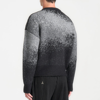 Pull en maille côtelé classique pour homme, col rond, dégradé, coupe oversize, manches longues