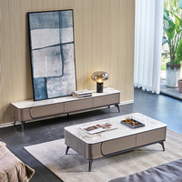 Ventes d'usine Cabinets de télévision en bois rectangulaires Pied en métal noir Table centrale de luxe moderne et support de télévision pour le salon