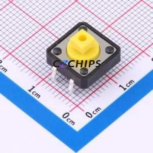 TS-1094T-B2D2-T-Y Tactile Switch Through hole Component (THT)-4P,12x12mm Switch 1.8N Through Hole 12mm 12mm - Product Image 1