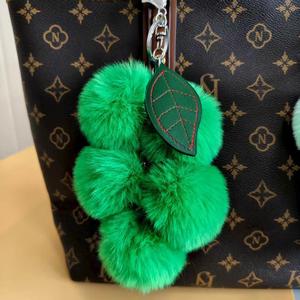 Cute Soft Eco-Friendly Plush Grape Bag Charm-Fluffy <b>Customized</b> Color Keychain for Car <b>Key</b> <b>Ring</b> & Purse Pendant - Product Image 3