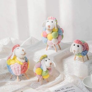 Cordero de fieltro encantador para mascotas lindo pinchado hecho a mano multicolor a precio de fábrica - Product Image 6