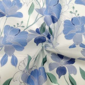 <span class=keywords><strong>Tissu</strong></span> imprimé en coton biologique tissé sur mesure, poids moyen 70 g/m², motif floral bleu, pour vêtements de bébé filles et garçons - Product Image 4