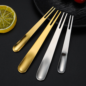 Fourchette à dessert en acier inoxydable 304 plaqué or et argent, outil multifonctionnel pour servir la crème glacée, le chocolat et les fruits - Product Image 1
