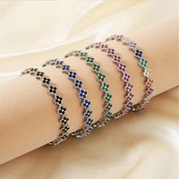 Nouveau design luxueux et haut de gamme, cuivre incrusté de zircon diamanté, bracelet trèfle coloré, tendance et polyvalent