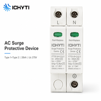 Dispositif de protection contre les surtensions AC Type 1+2 SPD 2P 275V Iimp 12.5kA en 20kA EN IEC 61643-11 Parafoudre sur rail DIN pour boîtier de distribution