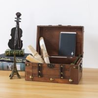 Haute qualité bois coffre au trésor boîte verrouillage souvenir boîte de rangement fabriqué à la main décoratif artisanat organisateur boîtes en bois avec couvercle