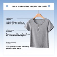 Nouveauté été, t-shirt à manches courtes, coupe ajustée, tissu confortable, haut boutonné pour femmes, vêtements pour femmes
