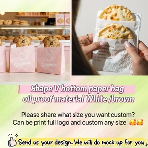 Sac en papier kraft brun et blanc résistant à l'huile avec logo personnalisé pour baguette française - Product Image 6