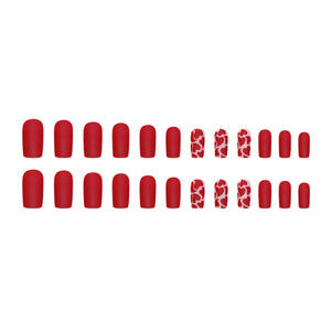 Vente en gros faux ongles carrés rouges mats 24 pcs gel court faux ongles gel gelée à appliquer sur les ongles artificiels - Product Image 2