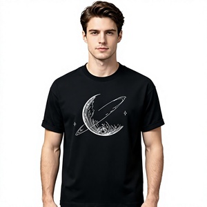 <b>Black</b> Space Graphic Men's Oversized Fitted Supima Cotton O-Neck Short Sleeve <b>Silk</b> Screen Printed Eco-Friendly Casual T-<b>Shirt</b> - Product Image 4