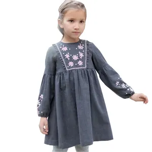 OEM mais recente moda 2023 AW Crianças coleção bordado crianças vestidos para meninas de 10-11 anos