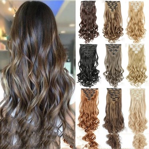 Vague profonde <span class=keywords><strong>cheveux</strong></span> synthétiques résistant à la chaleur brun clair <span class=keywords><strong>gris</strong></span> <span class=keywords><strong>blond</strong></span> femmes Extension de <span class=keywords><strong>cheveux</strong></span> postiches ensemble Clip dans les <span class=keywords><strong>cheveux</strong></span> ombrés - Product Image 5