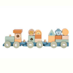 I bambini si accatastano in legno trenino giocattolo in legno Montessori blocchi di costruzione si allenano simpatici <span class=keywords><strong>animali</strong></span> giocattoli impilabili - Product Image 1