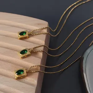 Wannee Modeschmuck für Damen und Hersteller luxus grün rundedelstein elegant anhänger halskette für Damen Geschenk