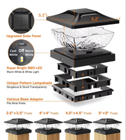 Lampes solaires pour poteaux de clôture 4x4 5x5, étanches, LED extérieures pour jardin, terrasse, allée, cour, décoration