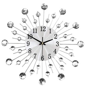 <b>Modern</b> Metal Crystal <b>Wall</b> <b>Clock</b> Silent Quartz Analog Round Hanging <b>Clock</b> for Living Room Home Decor - Product Image 3