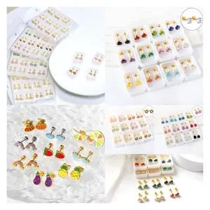 Fashionable Anti Allergy Stainless Steel Mix Color Zirconia Screw Back Earring For Girl Or Baby