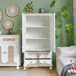 Elegante Gabinete de Almacenamiento de Madera Maciza Blanca de Estilo Europeo Moderno y Rústico con 4 Cajones para Dormitorio, Sala de Estar, Comedor, Hotel, Casa de Campo - Product Image 2