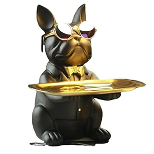 Plateau de rangement de bureau en résine <span class=keywords><strong>Bulldog</strong></span>, <span class=keywords><strong>Statue</strong></span>, tirelire, rangement, Sculpture d'animal, décoration de Table, multifonction, bureau, maison - Product Image 1