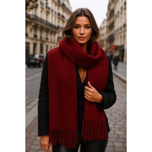 Sciarpa con Nappe Tinta Unita Bordeaux da Donna 45x210 Cm Sal1257 - Bordeaux - Product Image 4