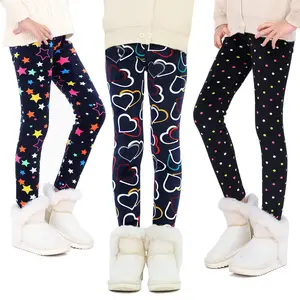 2023 New Girls Pants Autumn Winter Children Trousers Warm Leggings Thicken Velvet Star Print Kids Pants Baby Girl Leggings