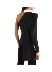 Off the Shelf Slim Fit <span class=keywords><strong>Blazer</strong></span> para <span class=keywords><strong>mujer</strong></span> Trajes de oficina para <span class=keywords><strong>mujer</strong></span> <span class=keywords><strong>Blazer</strong></span> de crepé de bloque de color de un hombro para mujeres maduras - Product Image 5