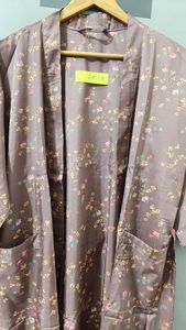 Robe en soie à imprimé floral, à nouer, manches trois quarts, col châle, veste kimono pour femme, printemps - Product Image 5