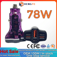 Prise USB transparente multicolore 3 ports QC 3.0 18W PD 30W 78W C Charge rapide 12V 3A Électrique ignifuge Écologique Voiture