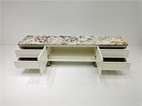 Meuble TV moderne en marbre italien sur mesure, plateau en pierre naturelle de luxe pour la maison, support TV pour salon et bureau
