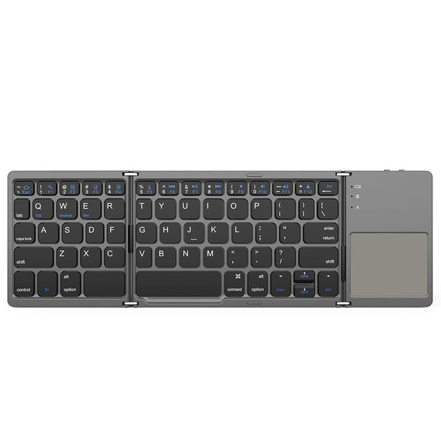 Cross-border Distribution Ultra-thin Portable Three-fold Wireless Bluetooth Keyboard With Trackpad Tablet Bluetooth Keyboard