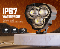 Nouveau 65W travail lumière LED IP68 étanche 9-16V projecteur conduite trois yeux lumière 4 pouces Led travail lumière 12v pour voiture