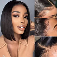 Peluca de Cabello Humano Virgen Vietnamita sin Pegamento, Estilo Bob con Encaje, Calidad HD, Pelucas Cortas Estilo Bob 4x4 al por Mayor para Mujeres Negras