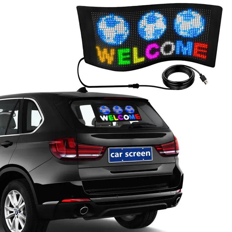 מסך תצוגת LED עיצוב RGB סייברפאנק בלוטות' פאנל מבוקר רכב כחול שן רך פאנל לד גמיש לפרסום בחנות
